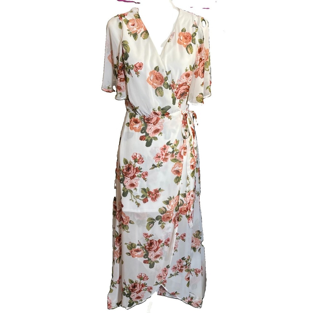 Show Me Your Mumu Large Marianne Wrap Maxi Floral Dress in Rosie Posie Romantic - Picture 2 of 8
